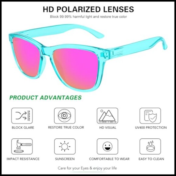 Polarized Sunglasses with UV Protection, Plastic Frame, Retro Style main image 5